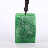 Natural Vintage Green Jade Dragon Pendant Gem Necklace