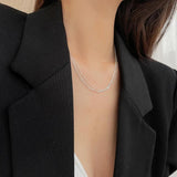 925 Silver 3 Layers Bead Chain Choker Necklace Minimalist Jewelry