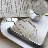 925 Silver 3 Layers Bead Chain Choker Necklace Minimalist Jewelry