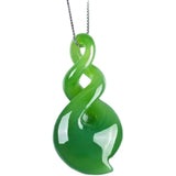 Green Jade Maori-Style Double Twist Pendant Necklace