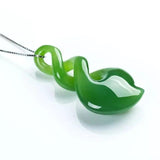 Green Jade Maori-Style Double Twist Pendant Necklace