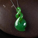 Green Jade Maori-Style Double Twist Pendant Necklace