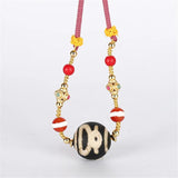 Natural Old Agate Evil Eye Gem Stone Rope Adjust Pendant Necklace