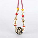 Natural Old Agate Evil Eye Gem Stone Rope Adjust Pendant Necklace