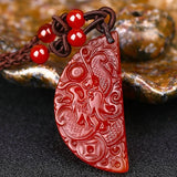 Koraba Natural Red Agate Dragon Phoenix Necklace Pendant