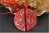 Koraba Natural Red Agate Dragon Phoenix Necklace Pendant