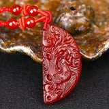Koraba Natural Red Agate Dragon Phoenix Necklace Pendant
