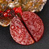 Koraba Natural Red Agate Dragon Phoenix Necklace Pendant