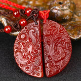 Koraba Natural Red Agate Dragon Phoenix Necklace Pendant