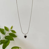 925 Silver Agate Heart Pendant Necklace Women