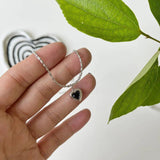 925 Silver Agate Heart Pendant Necklace Women