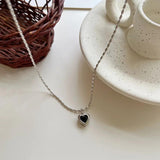 925 Silver Agate Heart Pendant Necklace Women