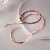 925 Sterling Silver Flat Snake Chain Choker Women Rose Wide Version Necklace