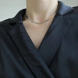 925 Sterling Silver Flat Snake Chain Choker Women Rose Wide Version Necklace