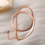 925 Sterling Silver Flat Snake Chain Choker Women Rose Wide Version Necklace