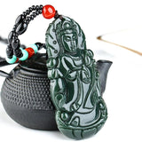 Koraba Jade Guanyin Buddha Statue Necklace Pendant