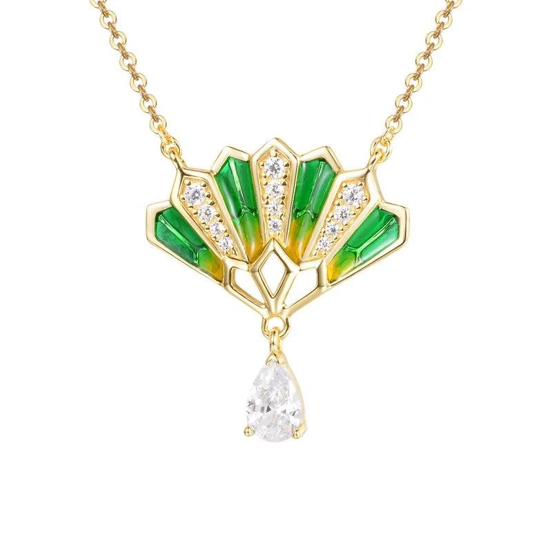 Enamel Zircon Pendant Necklace for Women S925 Solid Silver