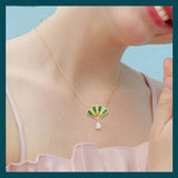 Enamel Zircon Pendant Necklace for Women S925 Solid Silver