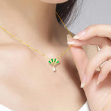 Enamel Zircon Pendant Necklace for Women S925 Solid Silver