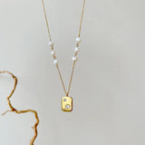 925 Silver Freshwater Pearl Square Pendant Necklace Zircon Star Gift