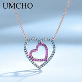 Double Heart Chain Necklace Solid 925 Sterling Silver Anniversary Present