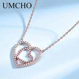 Double Heart Chain Necklace Solid 925 Sterling Silver Anniversary Present