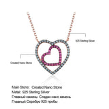 Double Heart Chain Necklace Solid 925 Sterling Silver Anniversary Present