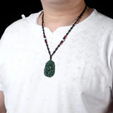 Koraba Green Jade Wealth Dragon Long Necklace Pendant