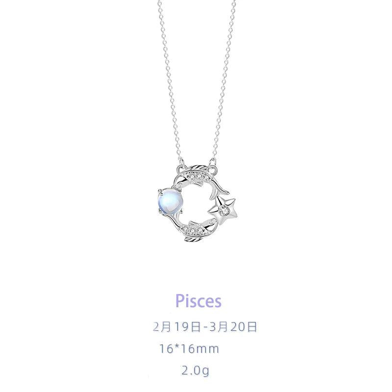 Zirconia Glass Pendant Necklace 925 Pure Silver for Women