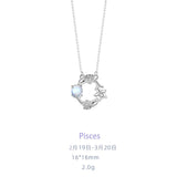 Zirconia Glass Pendant Necklace 925 Pure Silver for Women