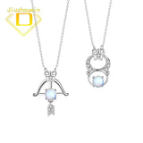 Zirconia Glass Pendant Necklace 925 Pure Silver for Women