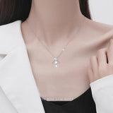 Zirconia Glass Pendant Necklace 925 Pure Silver for Women