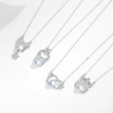 Zirconia Glass Pendant Necklace 925 Pure Silver for Women
