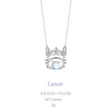 Zirconia Glass Pendant Necklace 925 Pure Silver for Women
