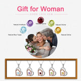 925 Silver Dancing Gemstone Double Hearts Pendant Necklace for Women