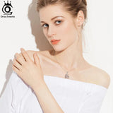 925 Silver Dancing Gemstone Double Hearts Pendant Necklace for Women