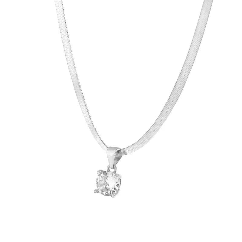 925 Silver Zircon Snake Chain Choker Necklace