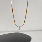 925 Silver Zircon Snake Chain Choker Necklace