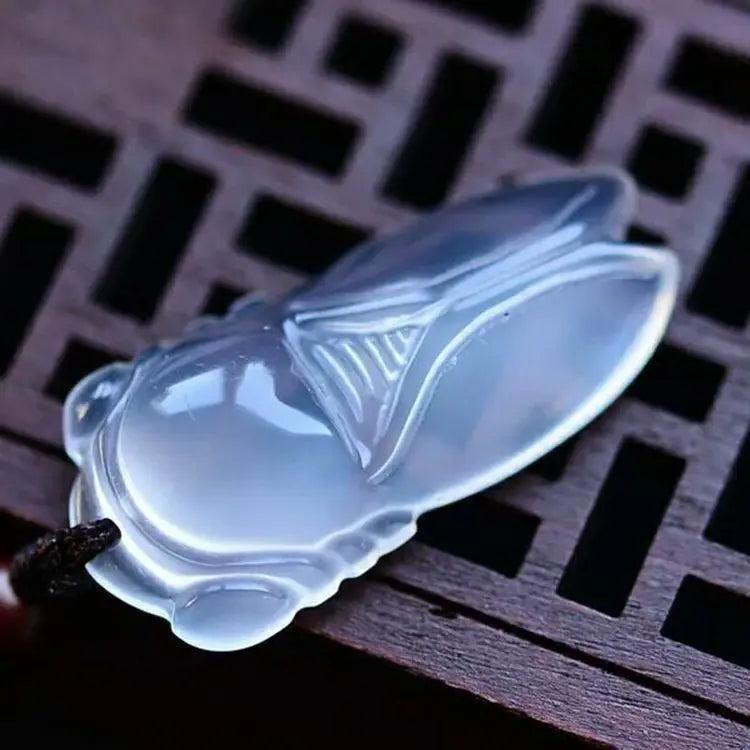 Agate Chalcedony Cicada Pendant Necklace Jewelry