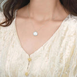 925 Silver Round Coin Pendant for Women Gift