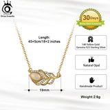 925 Silver Opal Feather Necklace Women's Pendant Jewelry