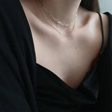 925 Silver Bead Chain Double Layers Choker Necklace for Women