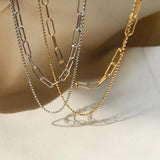 925 Silver Bead Chain Double Layers Choker Necklace for Women