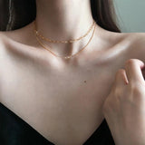 925 Silver Bead Chain Double Layers Choker Necklace for Women