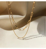 925 Silver Bead Chain Double Layers Choker Necklace for Women