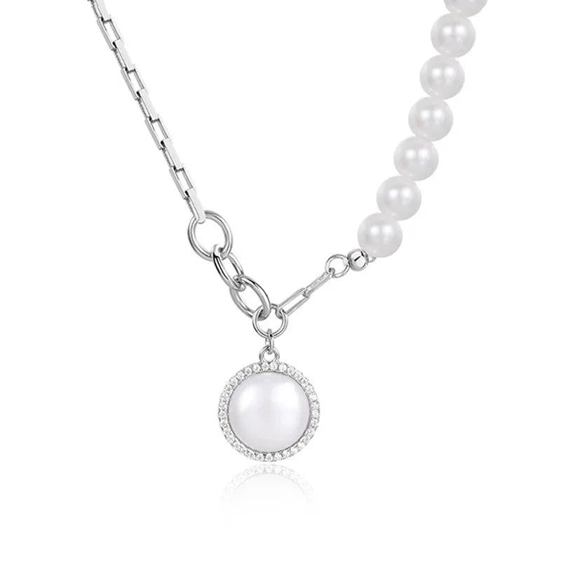 925 Silver Baroque Pearl Zircon Choker Necklace