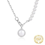 925 Silver Baroque Pearl Zircon Choker Necklace