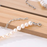 925 Silver Baroque Pearl Zircon Choker Necklace