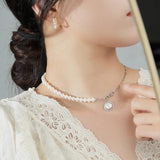 925 Silver Baroque Pearl Zircon Choker Necklace