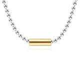 Bicolor Jewelry Bead Chain Necklace Sterling Silver Round Tube Pendant